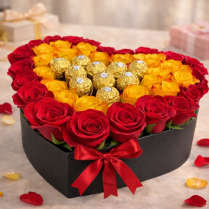Corazón de Rosas con Chocolates Ferrero